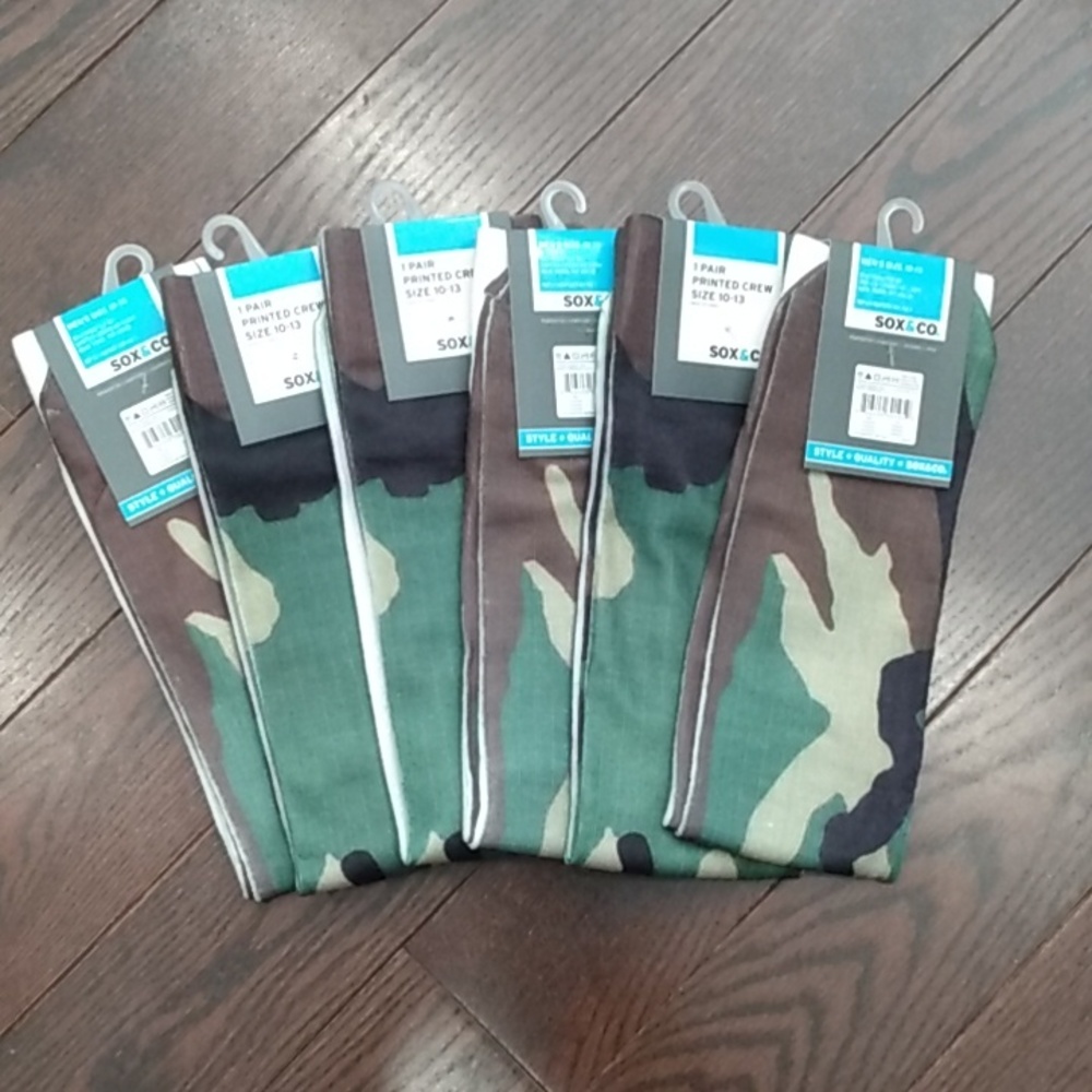 6 Pairs Men's Printed Crew Socks 10-13 Sox&Co.